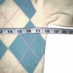 Lands' End Cashmere Argyle V-Neck Cream Blue Sweater SMALL Photo 4