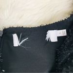 ASTR ‎  Black Low Cut Long Sleeve Mini Dress Fringe Shiny Metallic Ruched Small Photo 8