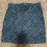 Free People  Denim Stretchy Mini Skirt Size 6 dark blue & green diamond pattern Photo 0