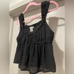 Lotus & Lavender Cropped Black Babydoll Cami Smocked Tank Top Photo 1