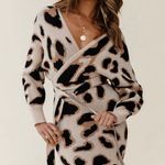 Cameo Batwing Beige Animal Print Knit Dress Size XL Tan Photo 0