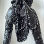 Azalea Wang Black Metallic Bomber Puffer Winter Coat Medium Jacket Shiny LIKEnew Photo 2