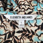 Elizabeth & James Shirt Womens Large White Black Blue‎ Floral Flower Boho Casual Blue Photo 5