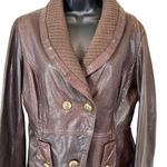 Guess Vintage Chocolate Brown Fitted Leather Jacket Photo 1