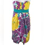 Anthropology We Vera Floral Strapless Dress in Purple Yellow and Teal Size 14 Photo 1