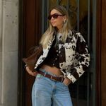 Judy Blue Cow Print Denim Jacket Photo 1