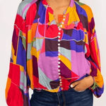 Karlie Mosaic Button Up Vneck Top NWT Sz. S Photo 0