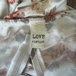 Love Vintage Crop V Neck Top Blouse Floral Romantic Open Tie Back Ivory Size S Photo 5