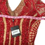 Forever Unique London  Red Beaded Embellished Long Sleeve Mini Dress Size US 8 M Photo 5