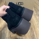 UGG  black suede wool platform heeled ankle boots booties shoes women’s 8 new Photo 4