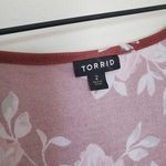 Torrid Women's Plus Size Size 2XL Red Floral Tunic Button Down Front Stretch Dress Blouse Photo 2