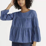 Madewell  Denim Tiered Button-Back Top - Size - XL Photo 0