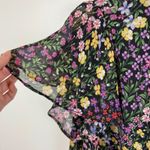 1. State  Womens Floral Blouse Sz Large‎ Ruffle Mock Neck Flutter Sleeve Casual Photo 1