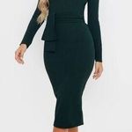 Pretty Little Thing Pretylittlething NWT Emerald Green Long Sleeve Wrap Waist Midi Dress Size 0 Photo 0