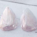 Vintage Clip On Earrings Pearlescent Light Pink Statement Retro 1 & 1/8" Photo 1