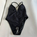 Cupshe  Deep V-Wire Cross Back Cheeky One Piece Swimsuit Size Large Black Photo 7