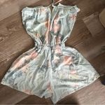 Summer light blue beach romper with floral print size xs Photo 3
