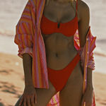 l*space L* Santa Cruz Tunic Button Down In Bondi Babe Stripe Size Small NWT Photo 0