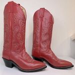 Justin Boots Justin Vintage Mid-Calf Pink Leather Embroidered Cowboy Boots Size 6 EUC Photo 0