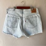 Levi's 501 Original Fit High Rise Cutoff Raw Hem Light Wash Shorts in Ojai Lake Photo 4