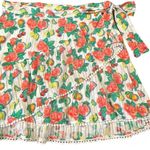 Roller Rabbit  Floral Wrap Mini Skirt size L White Multi Ponderosa Mary Light Photo 3