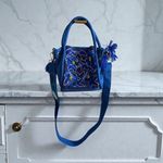 AMERICA & BEYOND Blue Beaded Floral Satchel Crossbody Bag Photo 1