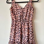 MELLODAY NWT XS Maxi Dress Leopard Print Pink Black Scallop Neckline Ruched Back Photo 1