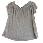 Old Navy Women's Shirred Scoop Neck Blouse SzM Beige Heather Short Sleeve Photo 1