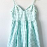 ZARA Gingham V-Neck Summer Fantasy Dress in Turquoise Photo 1