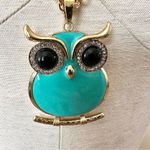 Amrita Singh blue enamel pendant gold tone long chain necklace NWT Photo 3