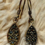 Vintage 925 Sterling Silver Marcasite Dangle Earrings‎ Gold Photo 0