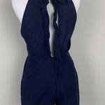 In God We Trust Womens High Neck Sleeveless Romper Blue Size XS Photo 0