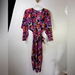 Topshop Deep V-Neck Floral Open Back Batwing Sleeve MIDI Dress Size 8 Photo 5