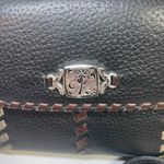 Brighton Vtg Crossbody Purse Bag Wallet Black Pebbled Leather Coin Zip Card Photo 1