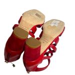 Sandro  Aliza Suede-Trimmed Leather Sandals Sz 38 red Photo 2