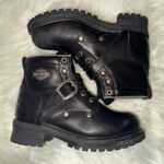Harley Davidson 7 Black Hi Top Boots Leather Buckle Lace Up 81024 FADED GLORY 6” Photo 1