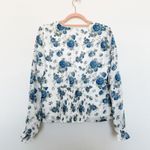 Modcloth  Rodeo Rose‎ Button-Up Western Floral Print Top White Blue Size Large Photo 4