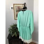 Illa Illa Womens M Green White Lace Keyhole Bck Romper Jumper Short Bell Sleeves Photo 2