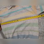 Vintage Tomboy Pastel Striped Collared Sweatshirt 80s 90s Unisex Cozy Retro Rare Pink Size M Photo 7