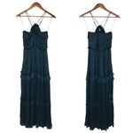 AQUA ‎ Black Ruched Strappy Midi Dress Tiered Halter Maxi Cocktail Party Size XL Photo 1