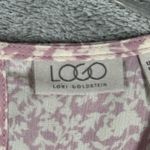 LOGO By Lori Goldstein Logo Lori Goldstein Blouse Floral Print Long Sleeve Ruffle Hem Pink Red Size S Photo 6