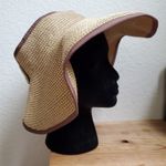 Disney Parks Woven Straw Sunhat Mickey Mouse Bow Tan Natural One Size Floppy Photo 2