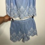 Calypso St. Barth  blue seashell eyelet pajama set tank shorts women’s size small Photo 9