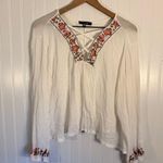 Love Peace Lazy Days Women’s White Long Sleeve Sheer Embroidered Blouse Size L Size L Photo 0