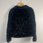 Betsey Johnson  Jacket Womens Black Faux Fur sequin animal print size small Photo 5
