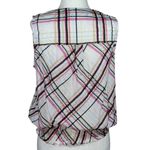 Rafaella Size MP Womens Plaid Button-Up Sleeveless Top With Smocked Hem Photo 2