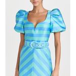 Rebecca Vallance Seychelles Blue Stripe Puff Sleeve Belted Mini Dress Size 8 Photo 0