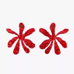 ZARA NWT / New in Box  Red Flower & Beaded Earrings Photo 6