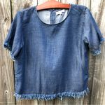 DL1961  Chambray Button Back Top Small Photo 0