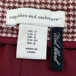 Cupcakes and Cashmere Maroon Houndstooth Wool Blend Mini Skirt Size 2 Photo 3
